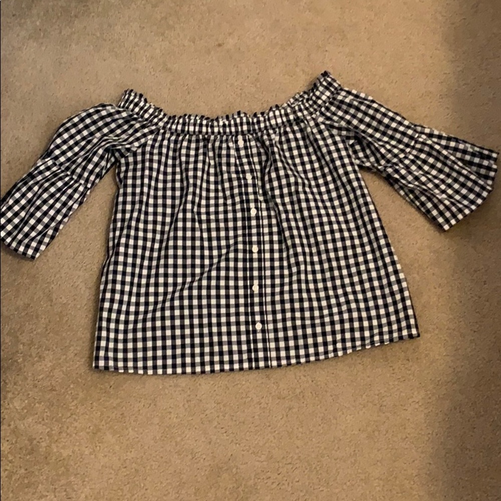 Checkered off the shoulder shirt